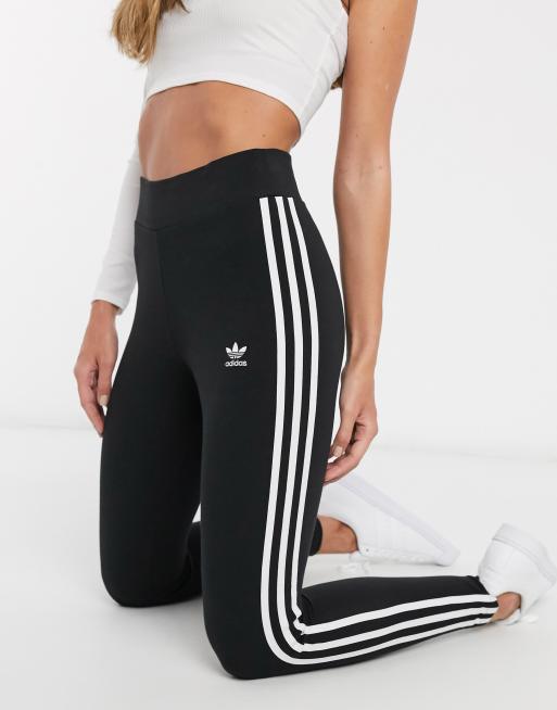 adidas Originals adicolor high waisted three stripe legging in black