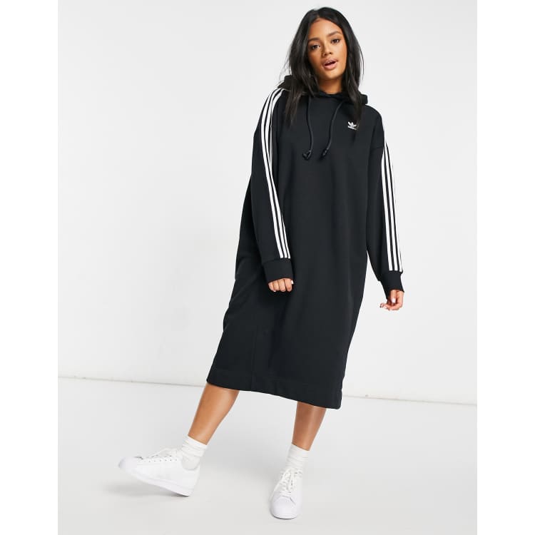 Smederij Verwant knop adidas Originals - adicolor - Hoodie-jurk met 3-Stripes in zwart | ASOS