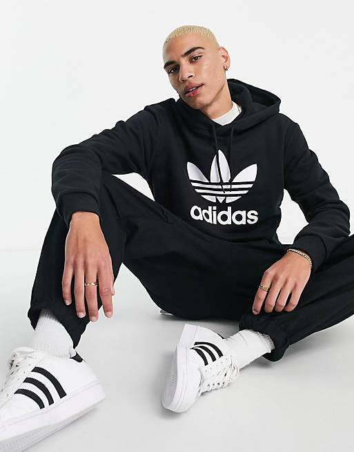 adidas Originals adicolor hoodie with trefoil logo in black