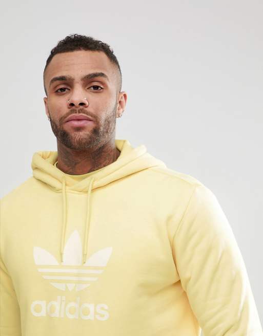 Neon yellow trefoil pullover hoodie sale