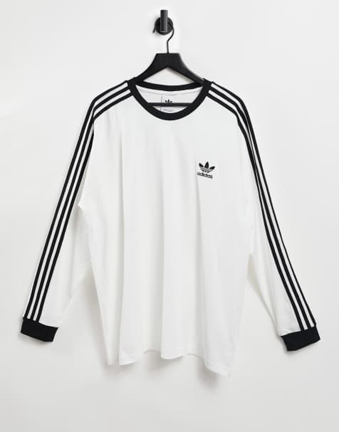 adidas – Originals adicolor – hvid t-shirt med lange ærmer og tre striber - view 1