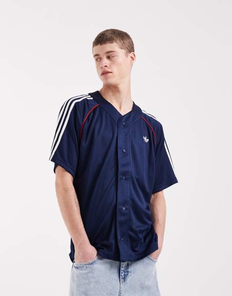 adidas Originals – Adicolor – Indigoblå och röd baseball-tröja - view 1