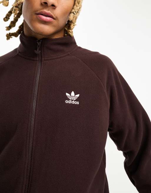 adidas Originals adicolor Jacke aus Fleece in Braun mit durchgehendem ReiBverschluss