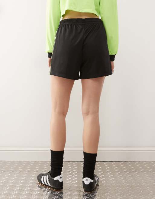 adidas Originals Adicolor jacquard shorts in black and bright green