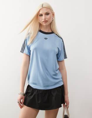 жаккардовая футболка adidas Originals Adicolor синего цвета