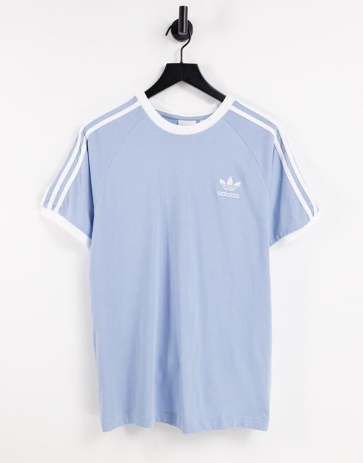 adidas Originals – adicolor – Jasnoniebieski T-shirt z trzema paskami