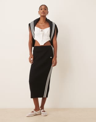 adidas Originals - Adicolor - Jupe en maille à logo 3 bandes - Noir