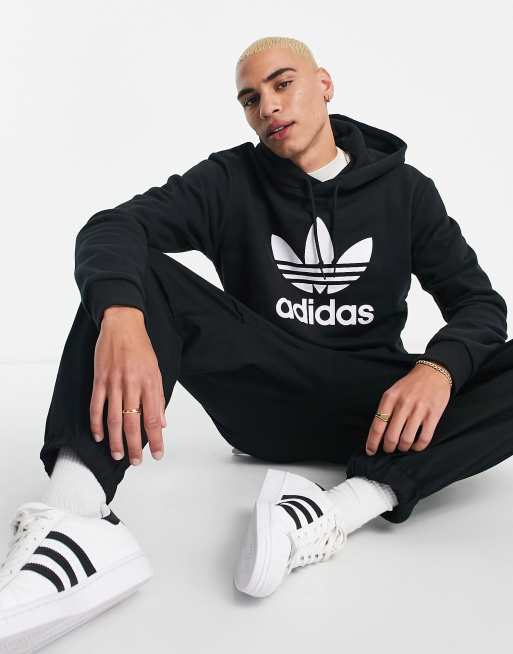 adidas Originals – adicolor – Kapuzenpullover in Schwarz mit Dreiblatt-Logo