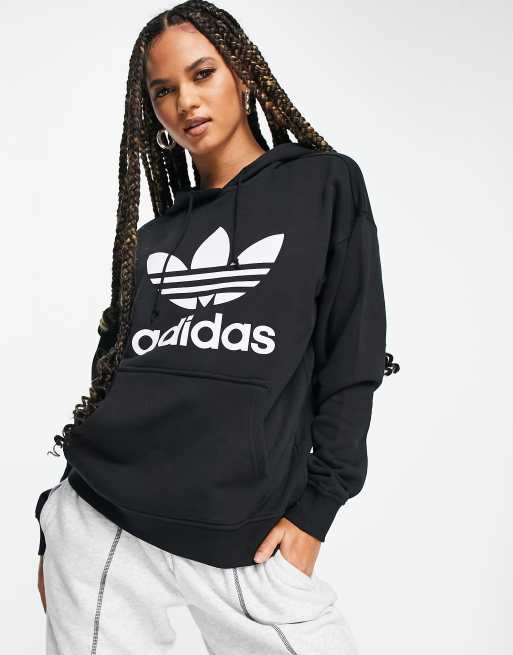 adidas Originals – adicolor – Kapuzenpullover in Schwarz mit großem Logo