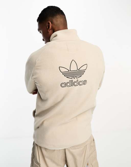 adidas Originals adicolor Klassische Fleece Jacke in Beige mit