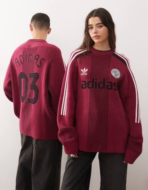 adidas Originals Adicolor knitted jersey in burgundy