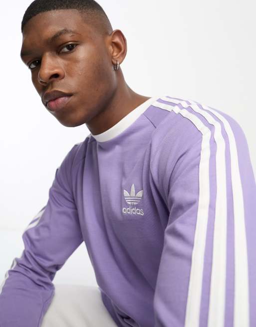 adidas Originals – adicolor – Langärmliges Shirt in Flieder mit den 3 Streifen