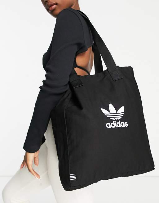 adidas Originals adicolor large logo canvas tote bag in black