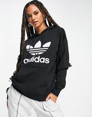 adidas Originals adicolor large logo hoodie in black