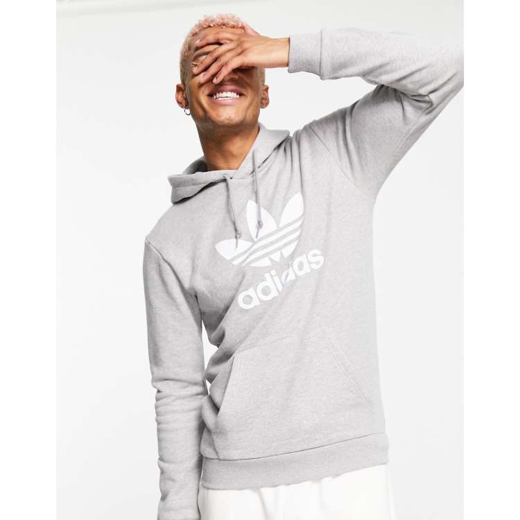 adidas Originals adicolor large logo hoodie in gray ASOS