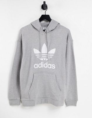 adidas Originals adicolor large logo hoodie in gray | ASOS