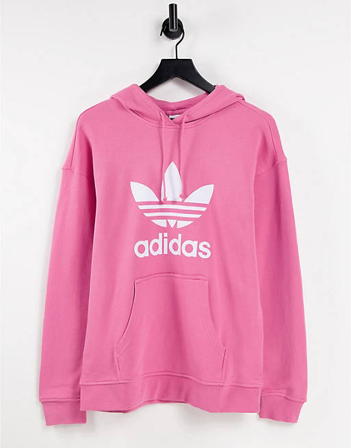 adidas Originals adicolor large logo hoodie in pink