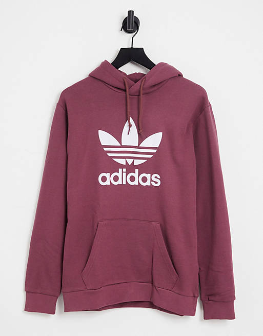 adidas Originals adicolor large logo hoodie in quiet crimson | ASOS