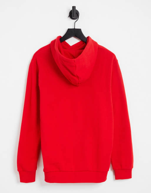Adidas large online logo hoodie red