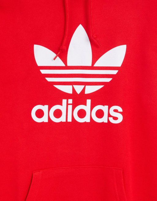 Adidas large logo hoodie top red