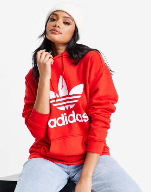 Adidas large logo hoodie red shop
