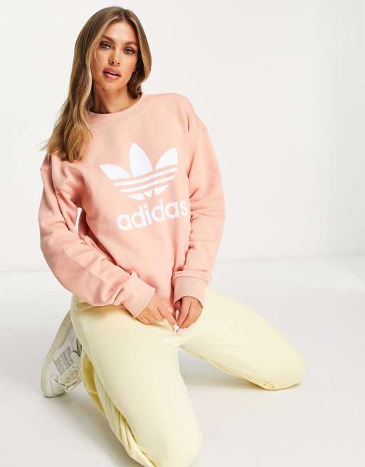 adidas Originals adicolor large logo sweatshirt in blush