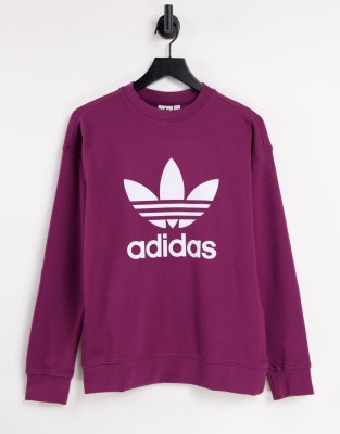 Adidas Originals Plus Adicolor Large Logo Sweatshirt In Crimson-red In Red