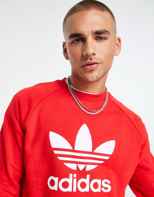 adidas Originals adicolor large logo sweatshirt in red | ASOS