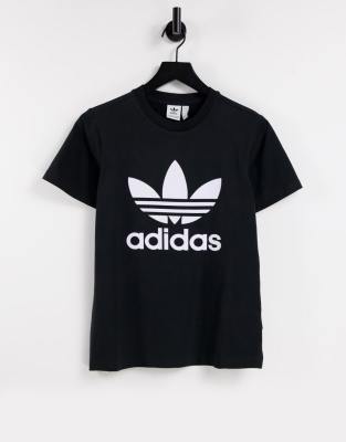 adicolor large logo T-shirt in black