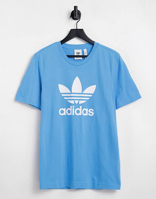 adidas Originals adicolor large logo t-shirt in sky blue | ASOS