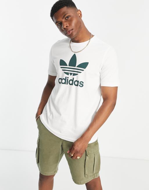 Met bloed bevlekt inflatie Verleiding adidas Originals adicolor large logo t-shirt in white and green | ASOS