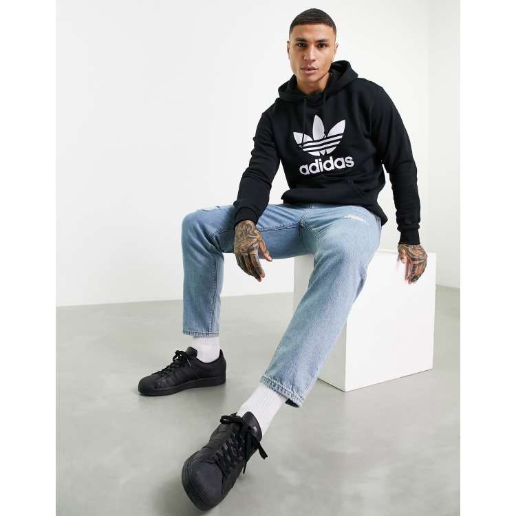 Adidas originals adicolor big trefoil crop hoodie online