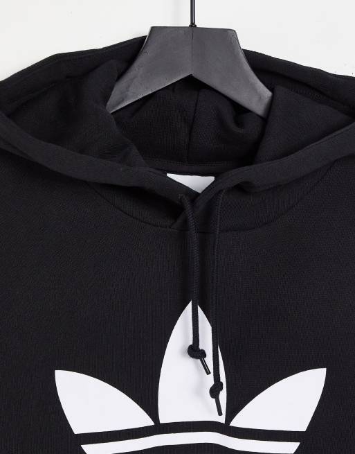 adidas Originals adicolor large trefoil hoodie in black