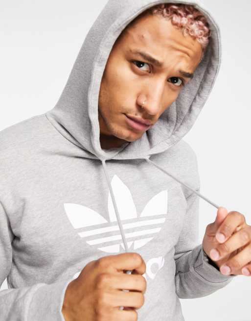 Adidas originals adicolor trefoil hoodie in grey sale