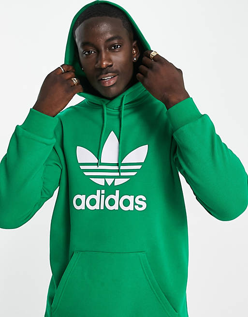 mentiroso Negrita Amplia gama adidas Originals adicolor large trefoil hoodie in green | ASOS