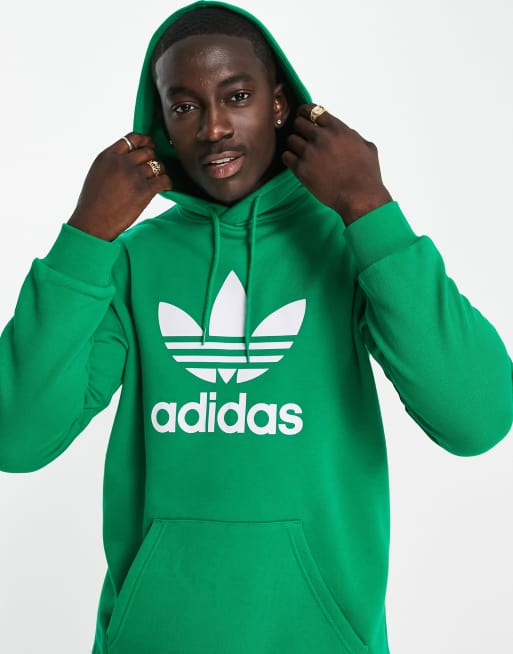 adidas Originals adicolor large trefoil hoodie in green ASOS