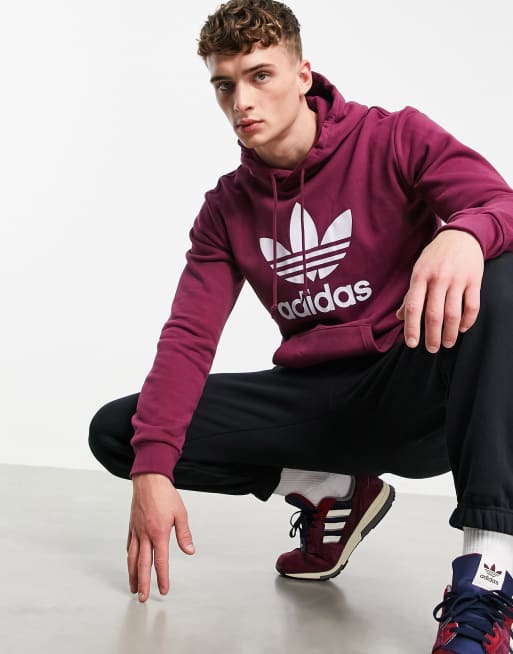 adidas Originals adicolor large trefoil hoodie in plum ASOS