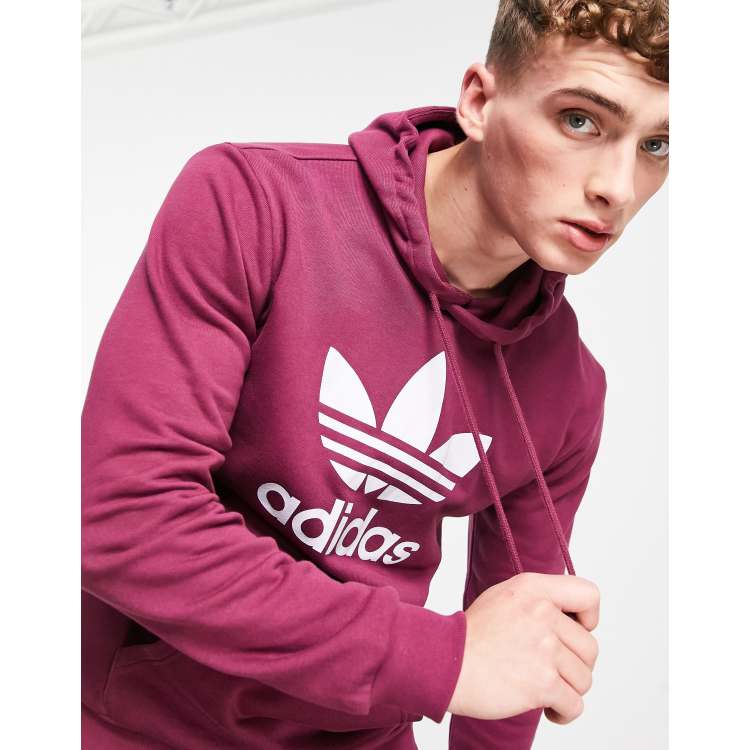 Adidas originals trefoil hoodie burgundy outlet