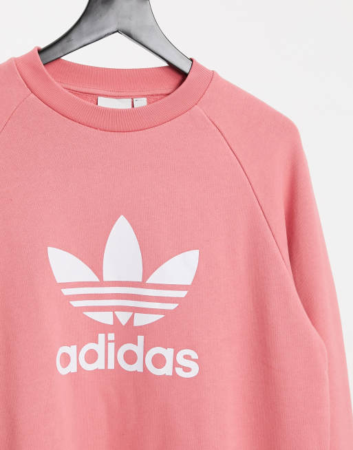 adidas Originals adicolor large trefoil sweatshirt in rose pink | ASOS