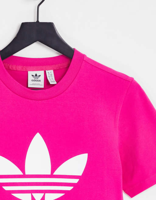 Neon pink adidas shirt new arrivals