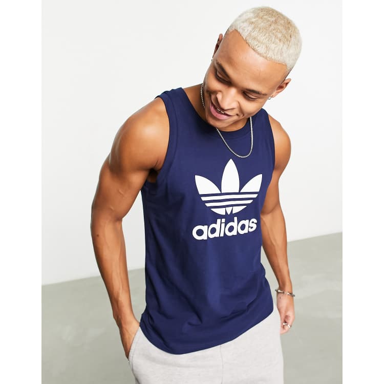 Adidas trefoil navy on sale
