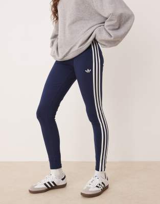 adidas Originals - Adicolor - Leggings in Marineblau und Weiß mit den 3 Streifen