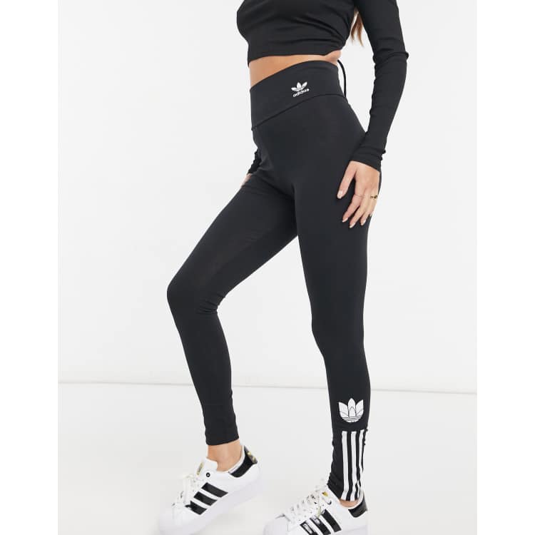 adidas Originals adicolor Leggings neri a vita alta con logo con tre strisce 3D ASOS