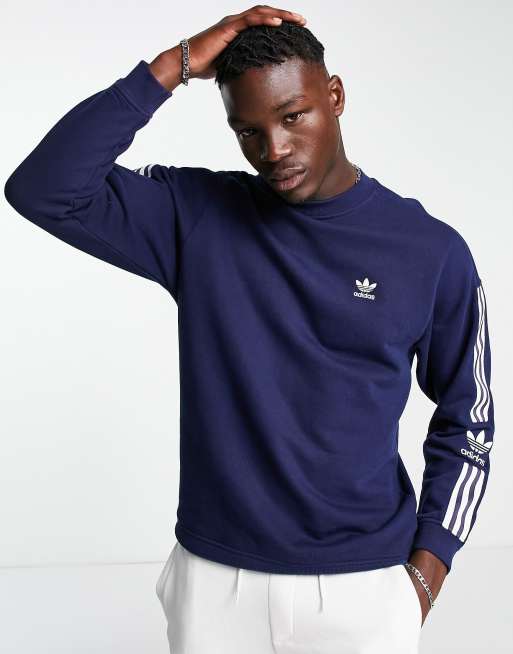 adidas Originals Adicolor lock up crewneck jumper in night indigo