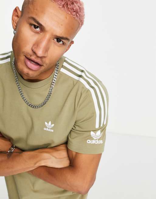 adidas Originals adicolor lock up t shirt in khaki