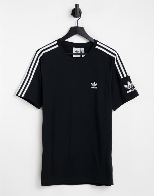 adidas Originals adicolor Lock up three stripe t-shirt in black