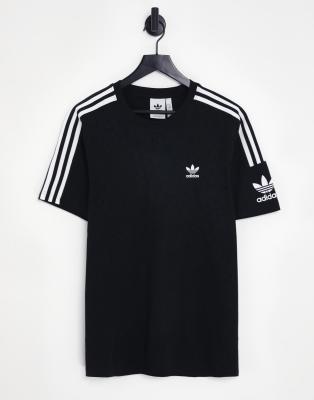 adidas Originals adicolor Lock up three stripe t-shirt in black | ASOS