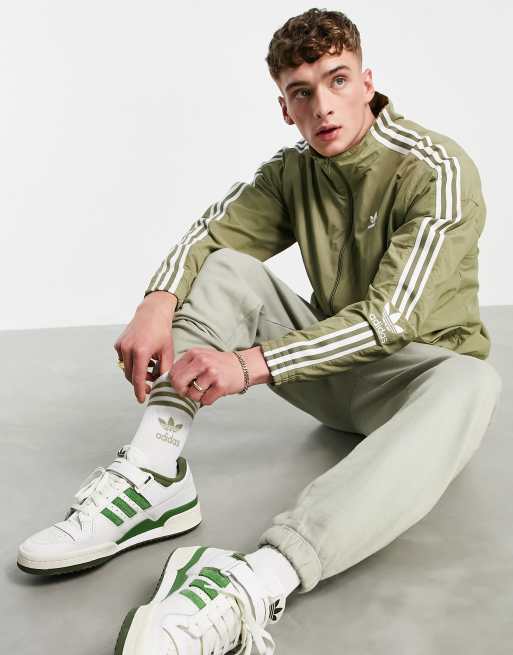 adidas Originals adicolor lock up track jacket in khaki | ASOS