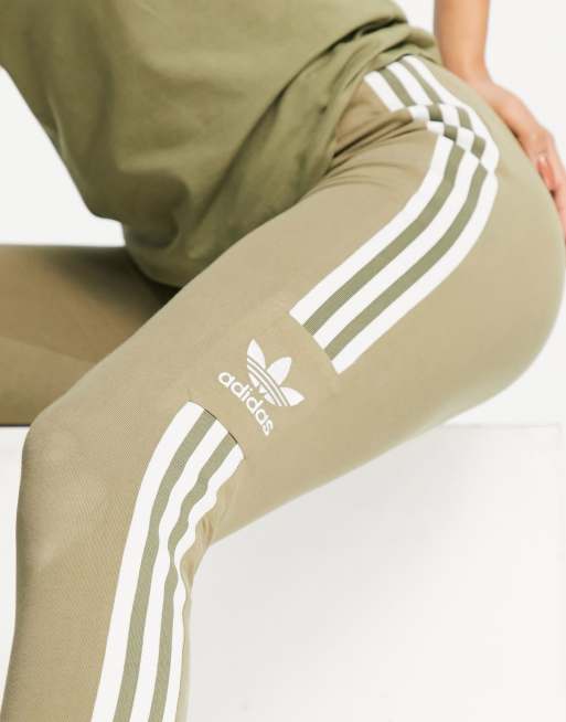 adidas Originals adicolor Locked Up logo leggings in khaki | ASOS