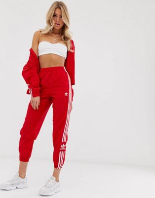 Adidas Originals Adicolor Locked Up Logo Track Pants In Red Asos